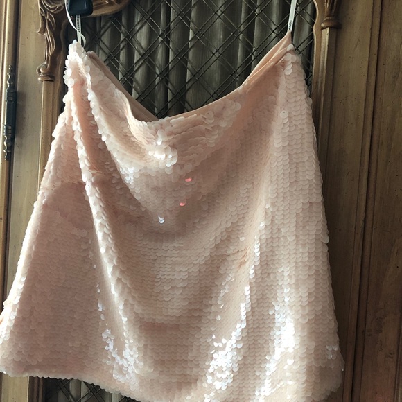 Forever 21 Peach Skirt Short Medium Sequins - Picture 2 of 9